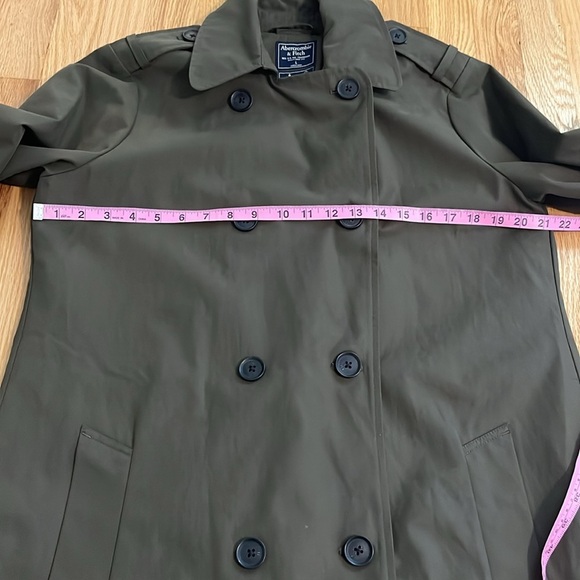 Abercrombie & Fitch Green Trench Coat Sz L - Picture 3 of 10